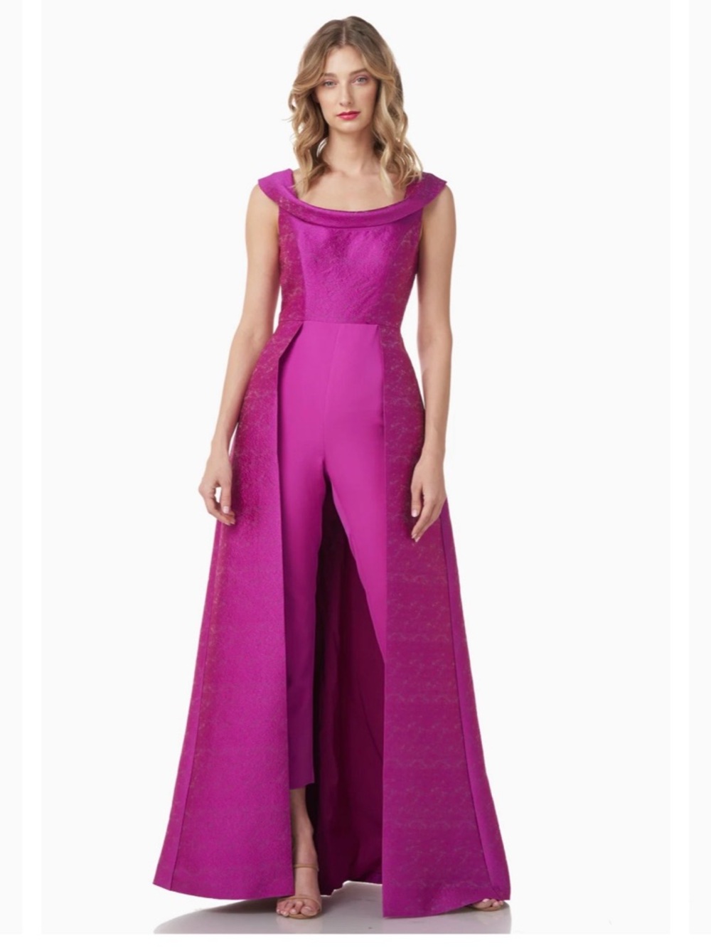 NWT Kay Unger Vibrant Cerise Walk-Thru Jumpsuit